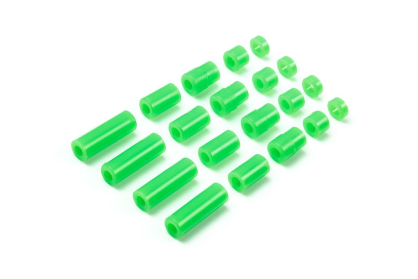Tamiya 95443 Lightweight Plastic Spacer Set (12/6.7/6/3/1.5mm) (Fluorescent Green)