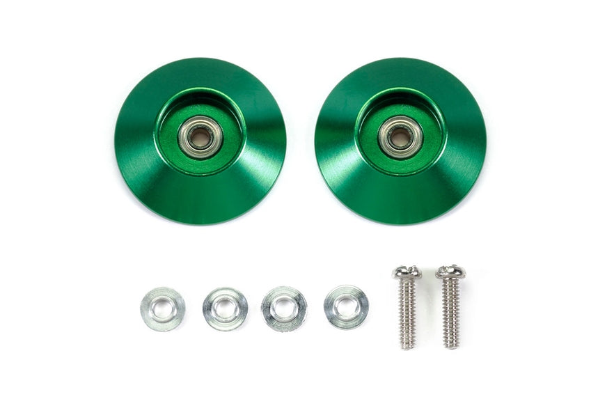Tamiya 95609 HG 19mm Tapered Aluminum Ball-Race Rollers (Ringless/Green)