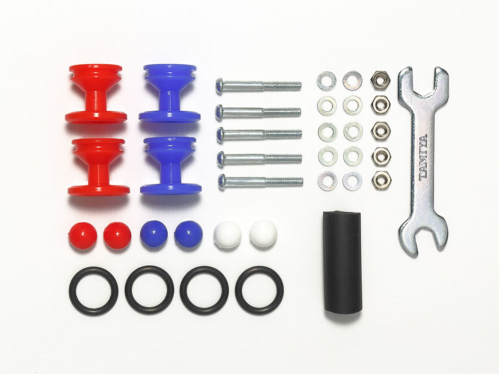 Tamiya Low Friction Plastic Double Rollers w/Rubber Rings Red & Blue