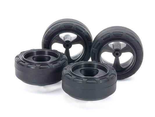 Tamiya 15541 Small Dia. Low Friction Narrow Tires (24mm) & Carbon Wheels (3-Spoke)