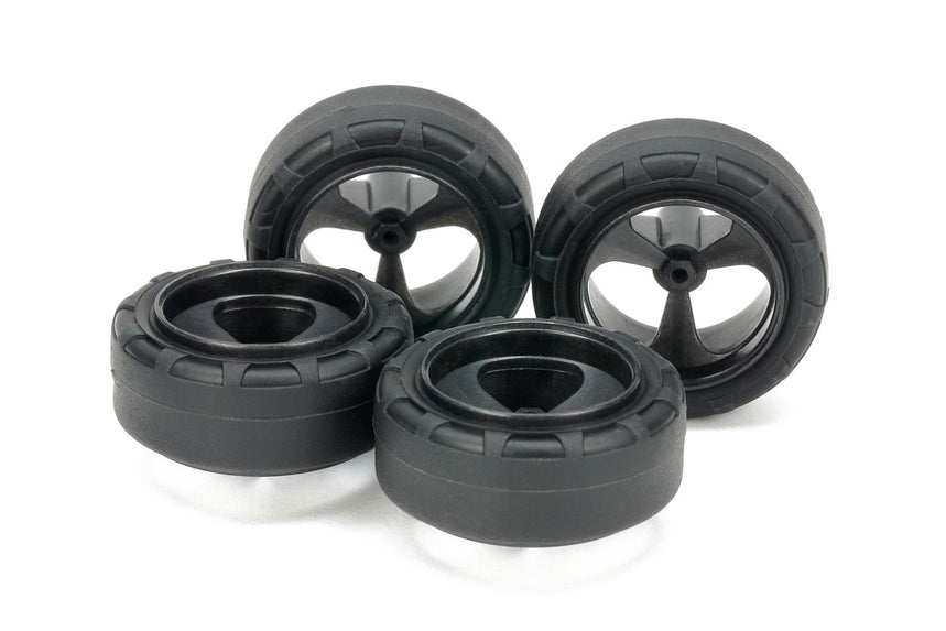 Tamiya 95635 Super Hard Small Dia. Narrow Tires (24mm) & Reinforced 3-Spoke Wheels