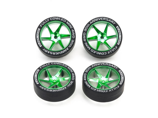 Tamiya 95666 Super Hard Low Profile Tires & Matte Green Plated Wheels